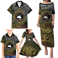 Personalised Australia And Vanuatu Family Matching Puletasi and Hawaiian Shirt Aboriginal Lizard Polynesia Ni-Van Pig Tusk LT14 - Polynesian Pride