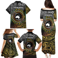 Personalised Australia And Vanuatu Family Matching Puletasi and Hawaiian Shirt Aboriginal Lizard Polynesia Ni-Van Pig Tusk LT14 - Polynesian Pride