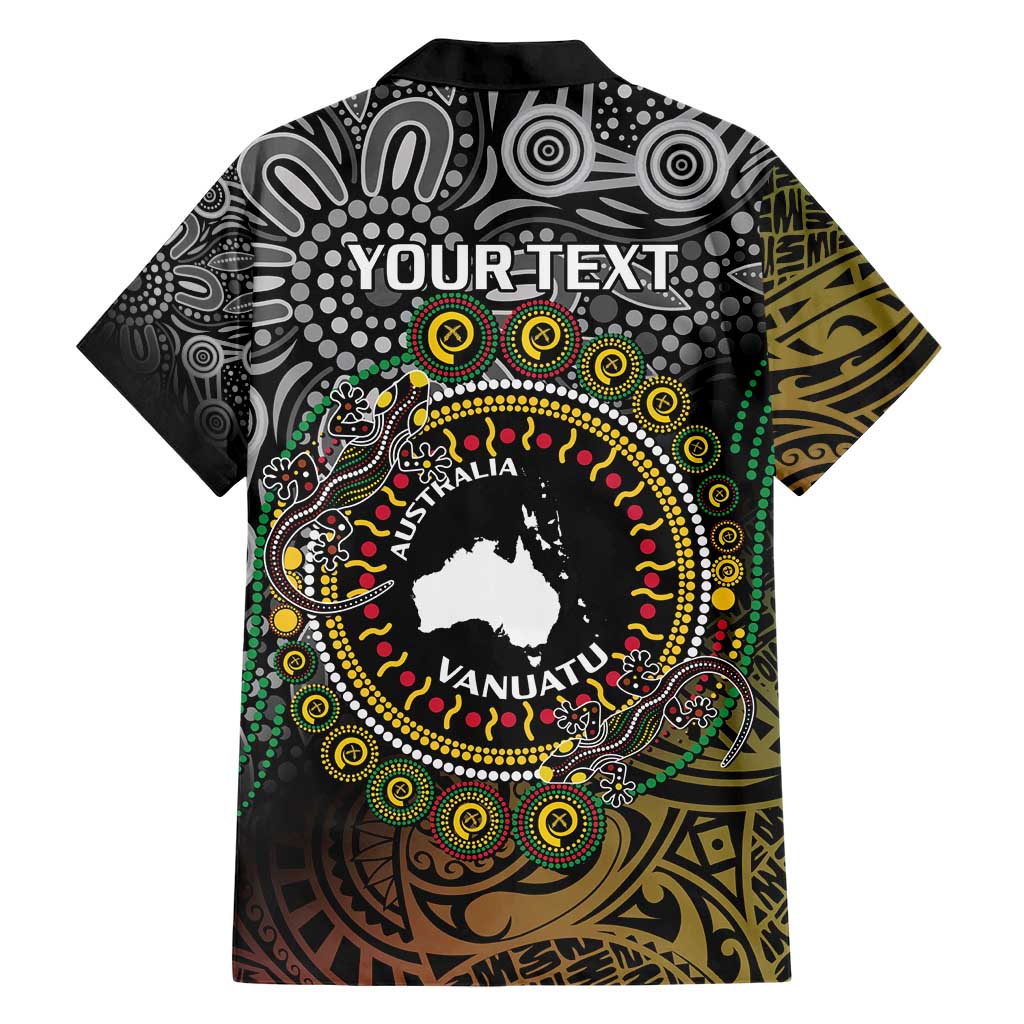 Personalised Australia And Vanuatu Family Matching Short Sleeve Bodycon Dress and Hawaiian Shirt Aboriginal Lizard Polynesia Ni-Van Pig Tusk LT14 - Polynesian Pride