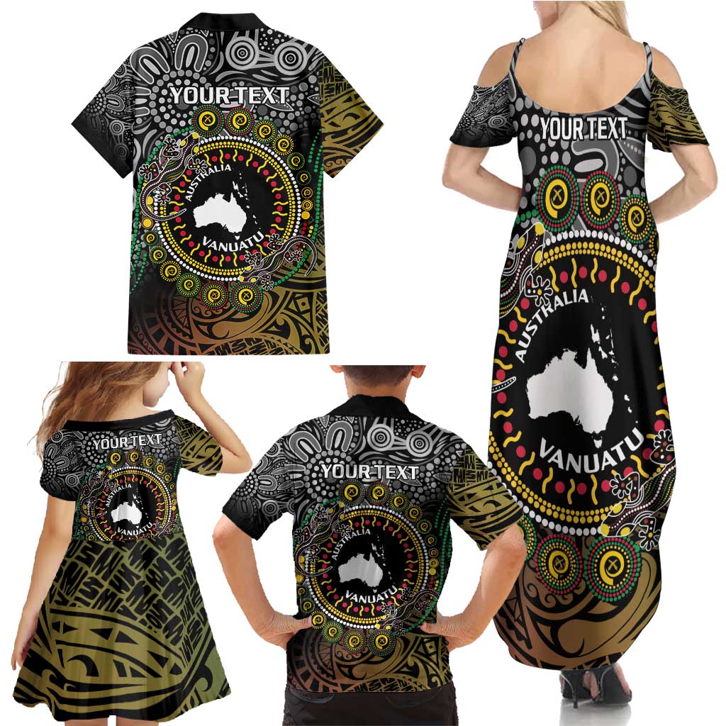 Personalised Australia And Vanuatu Family Matching Summer Maxi Dress and Hawaiian Shirt Aboriginal Lizard Polynesia Ni-Van Pig Tusk LT14 - Polynesian Pride