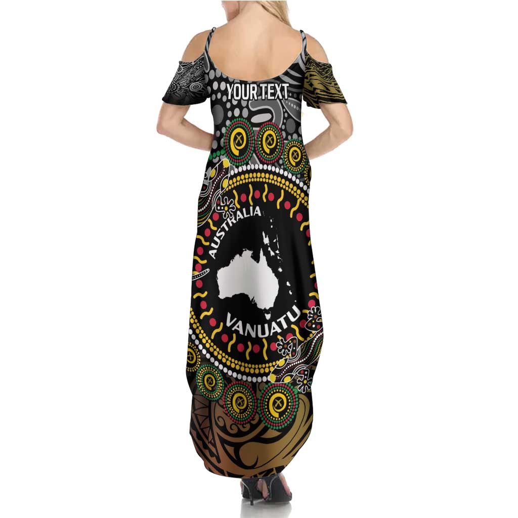 Personalised Australia And Vanuatu Family Matching Summer Maxi Dress and Hawaiian Shirt Aboriginal Lizard Polynesia Ni-Van Pig Tusk LT14 - Polynesian Pride