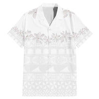 Tokelau White Sunday Family Matching Mermaid Dress and Hawaiian Shirt Polynesian Pattern Gardenia Thunbergia LT14 Dad's Shirt - Short Sleeve White - Polynesian Pride