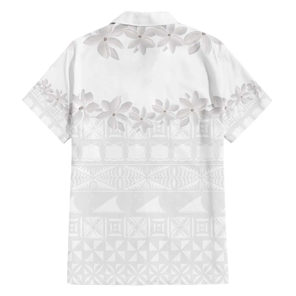 Tokelau White Sunday Family Matching Off Shoulder Maxi Dress and Hawaiian Shirt Polynesian Pattern Gardenia Thunbergia LT14 - Polynesian Pride