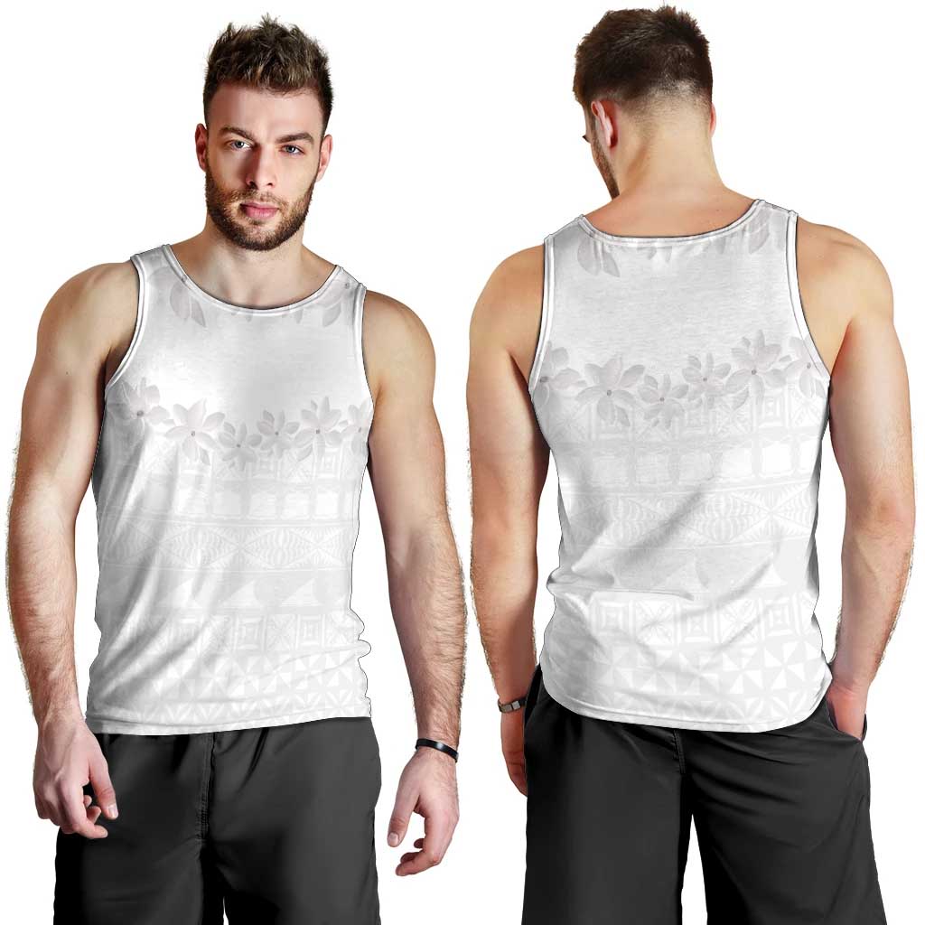 Tokelau White Sunday Men Tank Top Polynesian Pattern Gardenia Thunbergia