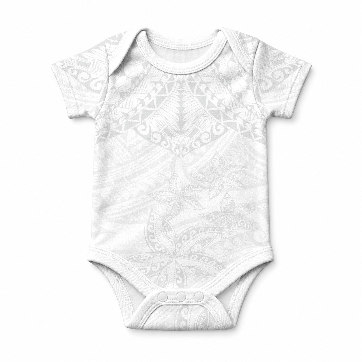 American Samoa White Sunday Baby Onesie Lotu Tamaiti Plumeria With Samoan Pattern