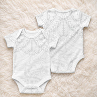 American Samoa White Sunday Baby Onesie Lotu Tamaiti Plumeria With Samoan Pattern