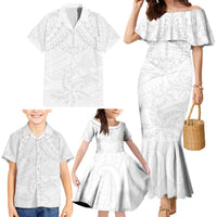 American Samoa White Sunday Family Matching Mermaid Dress and Hawaiian Shirt Lotu Tamaiti Plumeria With Samoan Pattern LT14 - Polynesian Pride