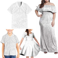 American Samoa White Sunday Family Matching Off Shoulder Maxi Dress and Hawaiian Shirt Lotu Tamaiti Plumeria With Samoan Pattern LT14 - Polynesian Pride
