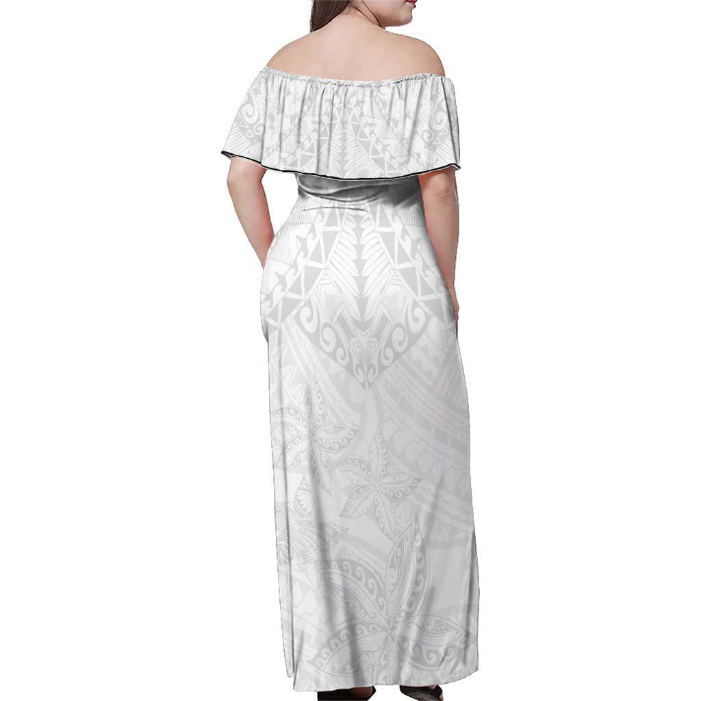 American Samoa White Sunday Family Matching Off Shoulder Maxi Dress and Hawaiian Shirt Lotu Tamaiti Plumeria With Samoan Pattern LT14 - Polynesian Pride