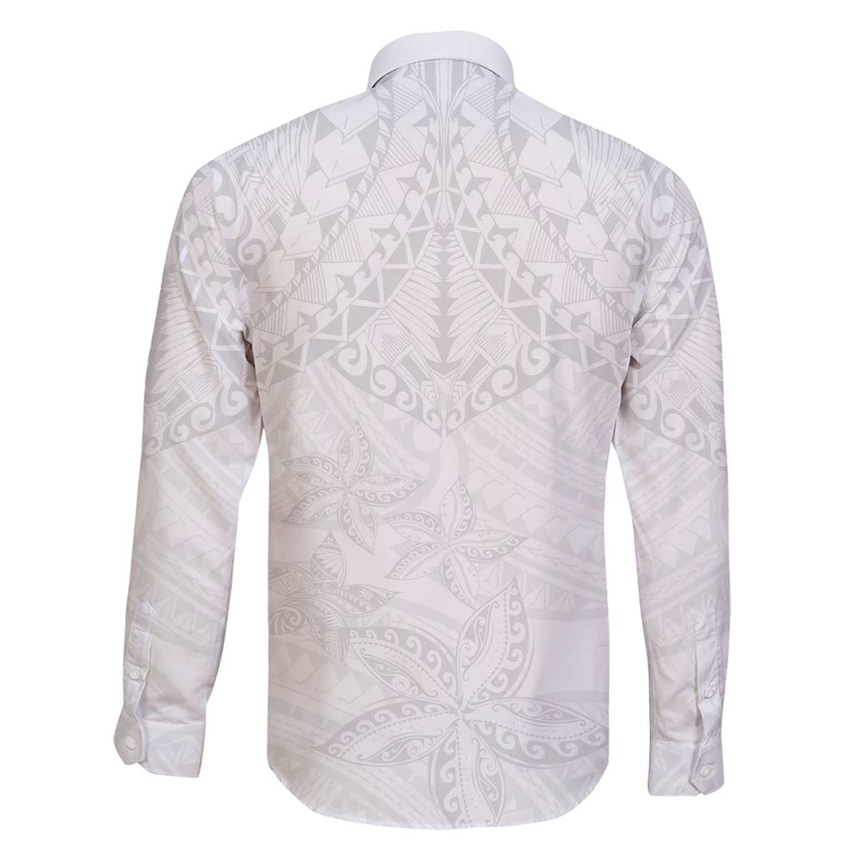 American Samoa White Sunday Family Matching Off Shoulder Short Dress and Hawaiian Shirt Lotu Tamaiti Plumeria With Samoan Pattern LT14 - Polynesian Pride