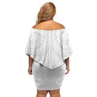 American Samoa White Sunday Family Matching Off Shoulder Short Dress and Hawaiian Shirt Lotu Tamaiti Plumeria With Samoan Pattern LT14 - Polynesian Pride