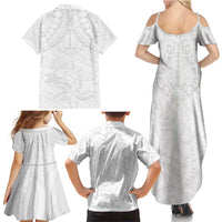 American Samoa White Sunday Family Matching Summer Maxi Dress and Hawaiian Shirt Lotu Tamaiti Plumeria With Samoan Pattern LT14 - Polynesian Pride