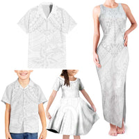 American Samoa White Sunday Family Matching Tank Maxi Dress and Hawaiian Shirt Lotu Tamaiti Plumeria With Samoan Pattern LT14 - Polynesian Pride
