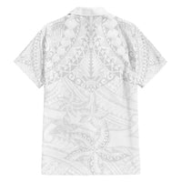 American Samoa White Sunday Hawaiian Shirt Lotu Tamaiti Plumeria With Samoan Pattern