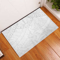 American Samoa White Sunday Rubber Doormat Lotu Tamaiti Plumeria With Samoan Pattern LT14 - Polynesian Pride