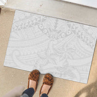 American Samoa White Sunday Rubber Doormat Lotu Tamaiti Plumeria With Samoan Pattern LT14 - Polynesian Pride