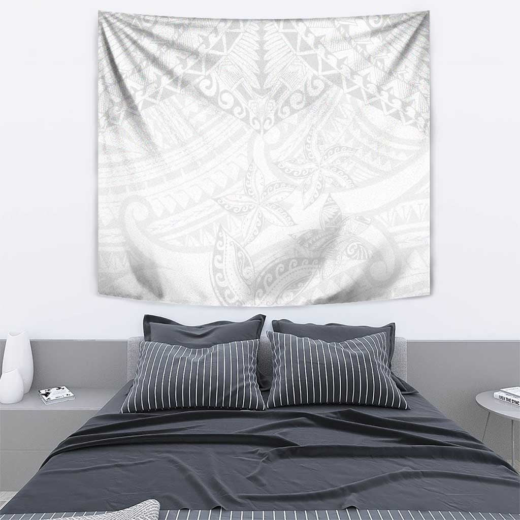 American Samoa White Sunday Tapestry Lotu Tamaiti Plumeria With Samoan Pattern