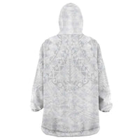 American Samoa White Sunday Wearable Blanket Hoodie Lotu Tamaiti Plumeria With Samoan Pattern LT14 - Polynesian Pride