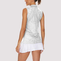 American Samoa White Sunday Women Sleeveless Polo Shirt Lotu Tamaiti Plumeria With Samoan Pattern LT14 - Polynesian Pride