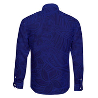 Blue Polynesia Family Matching Tank Maxi Dress and Hawaiian Shirt Polynesian Pattern Mix Plumeria
