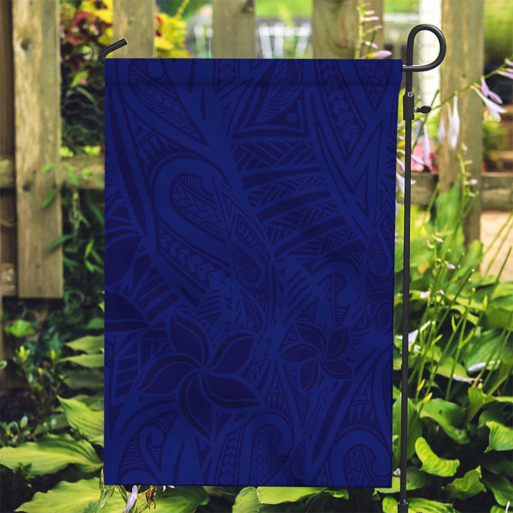 Blue Polynesia Garden Flag Polynesian Pattern Mix Plumeria