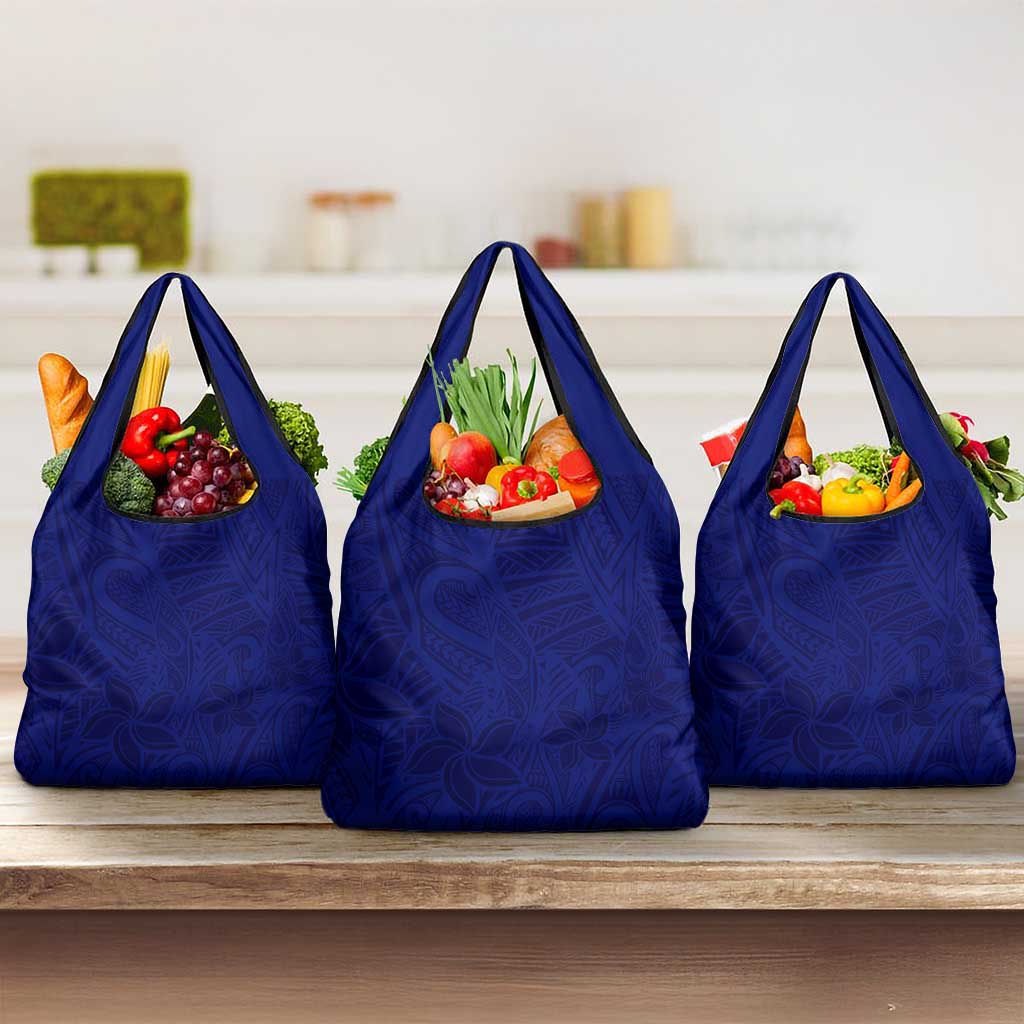 Blue Polynesia Grocery Bag Polynesian Pattern Mix Plumeria