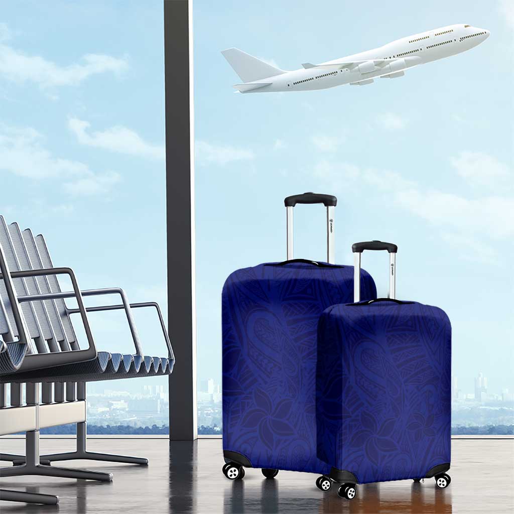 Blue Polynesia Luggage Cover Polynesian Pattern Mix Plumeria