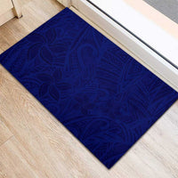 Blue Polynesia Rubber Doormat Polynesian Pattern Mix Plumeria