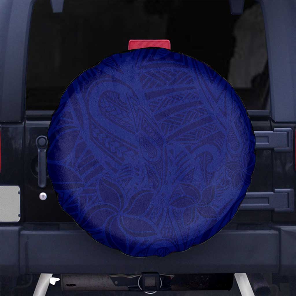 Blue Polynesia Spare Tire Cover Polynesian Pattern Mix Plumeria