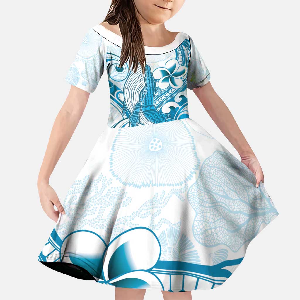 Blue Hawaii Humpback Whale Family Matching Mermaid Dress and Hawaiian Shirt Polynesian Tribal Ocean Vibes LT14 Daughter's Dress Blue - Polynesian Pride