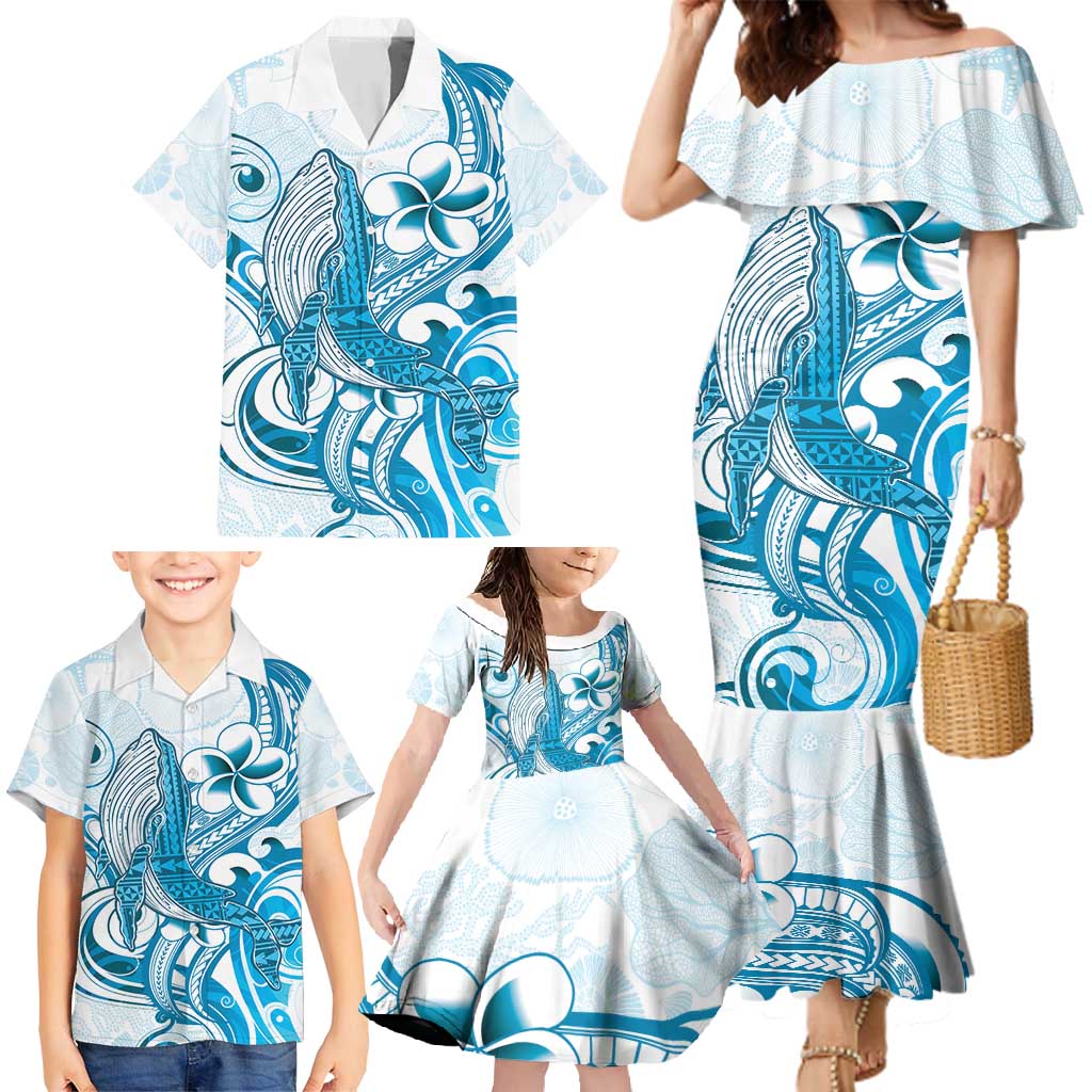 Blue Hawaii Humpback Whale Family Matching Mermaid Dress and Hawaiian Shirt Polynesian Tribal Ocean Vibes LT14 - Polynesian Pride