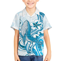 Blue Hawaii Humpback Whale Family Matching Off Shoulder Maxi Dress and Hawaiian Shirt Polynesian Tribal Ocean Vibes LT14 Son's Shirt Blue - Polynesian Pride