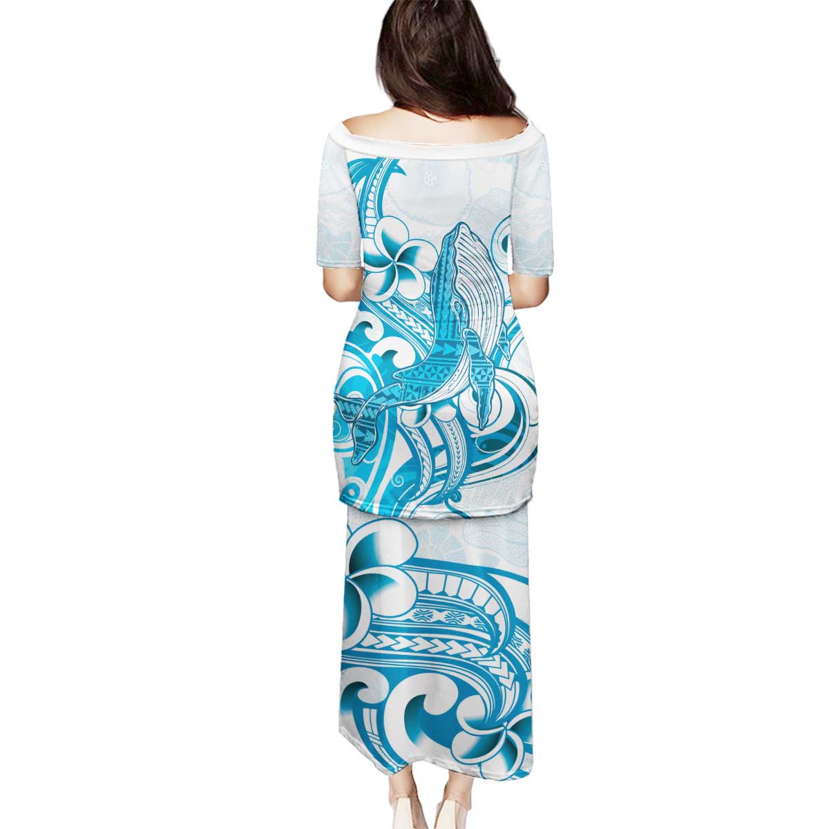 Blue Hawaii Humpback Whale Family Matching Puletasi and Hawaiian Shirt Polynesian Tribal Ocean Vibes LT14 - Polynesian Pride