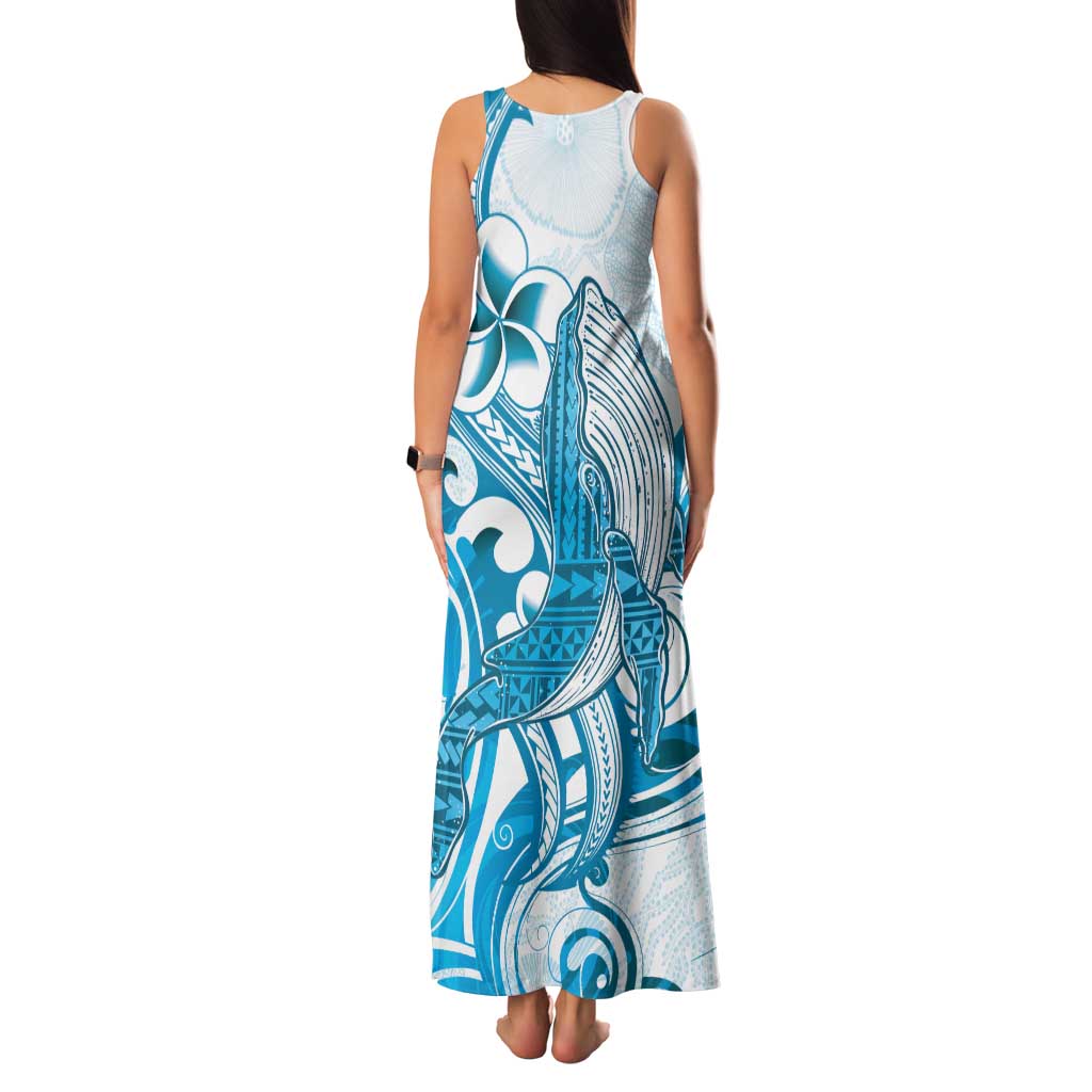Blue Hawaii Humpback Whale Family Matching Tank Maxi Dress and Hawaiian Shirt Polynesian Tribal Ocean Vibes