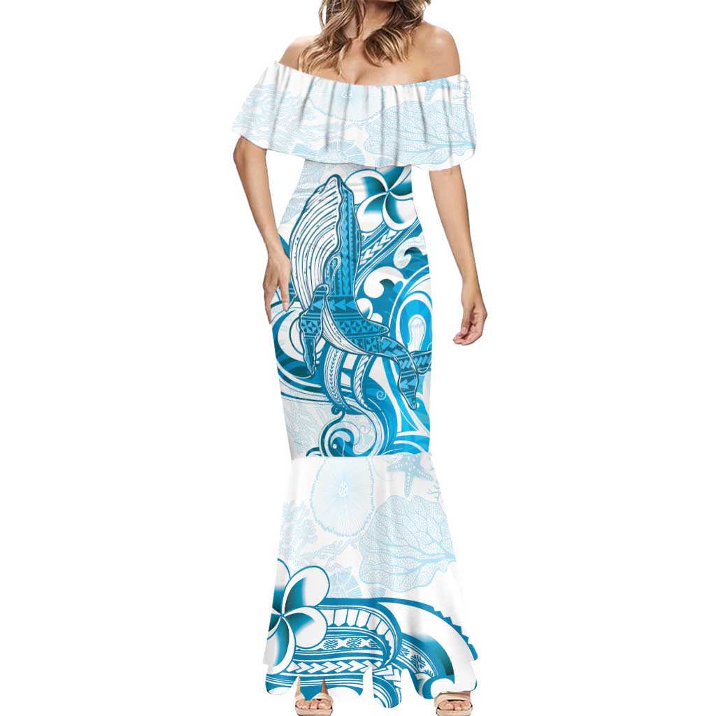 Blue Hawaii Humpback Whale Mermaid Dress Polynesian Tribal Ocean Vibes LT14 - Polynesian Pride