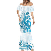 Blue Hawaii Humpback Whale Mermaid Dress Polynesian Tribal Ocean Vibes LT14 - Polynesian Pride