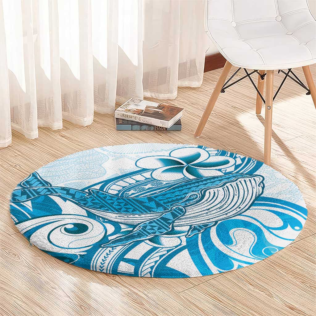 Blue Hawaii Humpback Whale Round Carpet Polynesian Tribal Ocean Vibes LT14 - Polynesian Pride