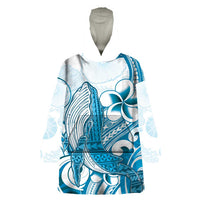 Blue Hawaii Humpback Whale Wearable Blanket Hoodie Polynesian Tribal Ocean Vibes