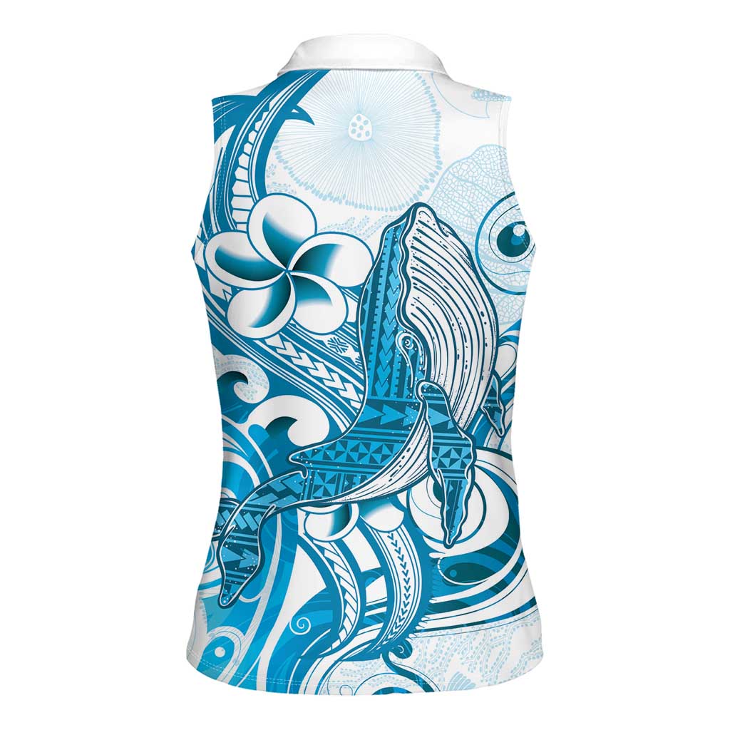 Blue Hawaii Humpback Whale Women Sleeveless Polo Shirt Polynesian Tribal Ocean Vibes LT14 - Polynesian Pride