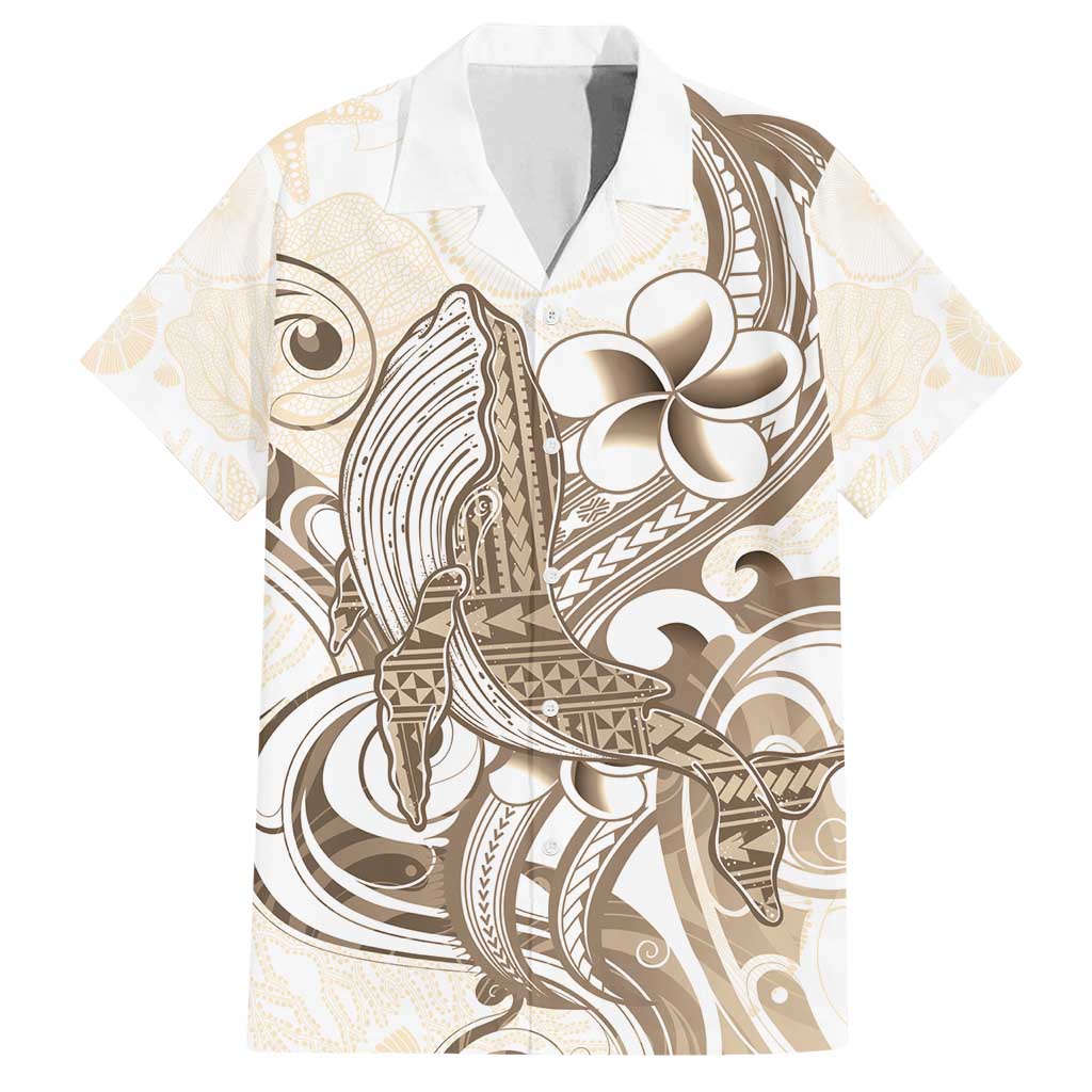 Brown Hawaii Humpback Whale Family Matching Off Shoulder Maxi Dress and Hawaiian Shirt Polynesian Tribal Ocean Vibes LT14 Dad's Shirt - Short Sleeve Brown - Polynesian Pride