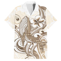 Brown Hawaii Humpback Whale Family Matching Off Shoulder Maxi Dress and Hawaiian Shirt Polynesian Tribal Ocean Vibes LT14 Dad's Shirt - Short Sleeve Brown - Polynesian Pride