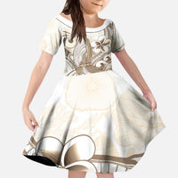Brown Hawaii Humpback Whale Family Matching Puletasi and Hawaiian Shirt Polynesian Tribal Ocean Vibes LT14 Daughter's Dress Brown - Polynesian Pride