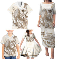 Brown Hawaii Humpback Whale Family Matching Puletasi and Hawaiian Shirt Polynesian Tribal Ocean Vibes LT14 - Polynesian Pride