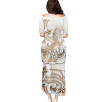 Brown Hawaii Humpback Whale Family Matching Puletasi and Hawaiian Shirt Polynesian Tribal Ocean Vibes LT14 - Polynesian Pride