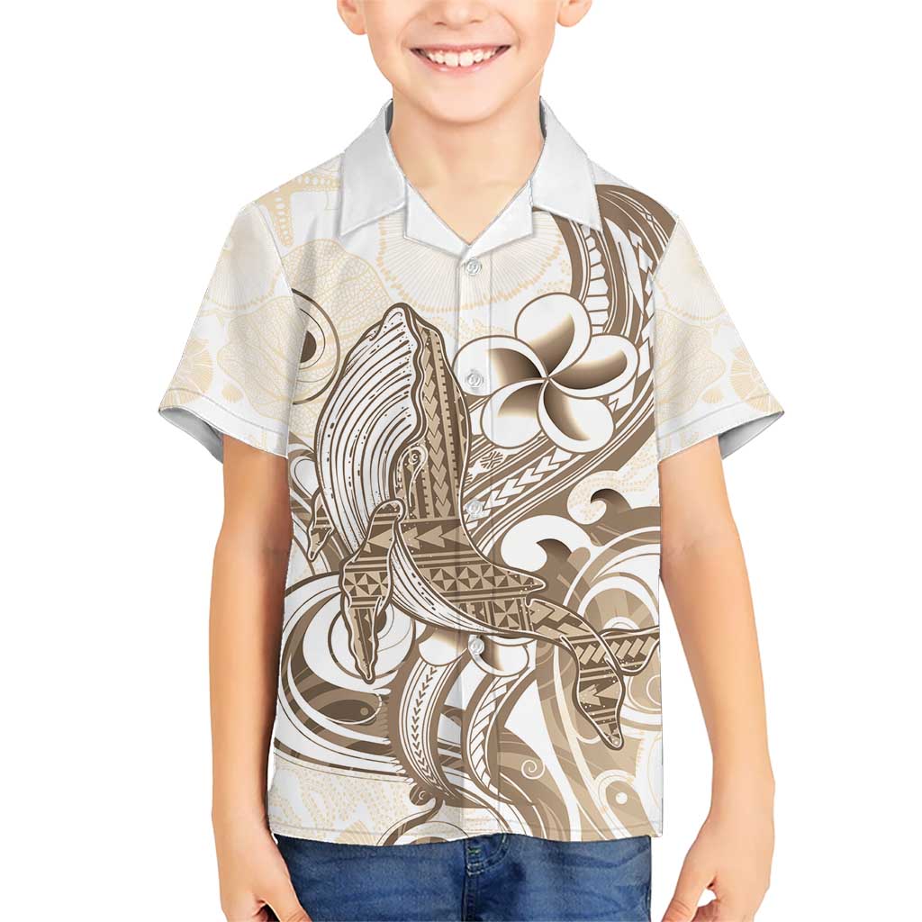 Brown Hawaii Humpback Whale Kid Hawaiian Shirt Polynesian Tribal Ocean Vibes LT14 Kid Brown - Polynesian Pride
