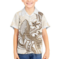 Brown Hawaii Humpback Whale Kid Hawaiian Shirt Polynesian Tribal Ocean Vibes LT14 Kid Brown - Polynesian Pride