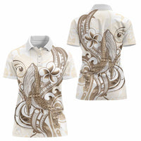 Brown Hawaii Humpback Whale Women Polo Shirt Polynesian Tribal Ocean Vibes