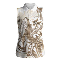 Brown Hawaii Humpback Whale Women Sleeveless Polo Shirt Polynesian Tribal Ocean Vibes LT14 Female Brown - Polynesian Pride