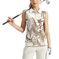 Brown Hawaii Humpback Whale Women Sleeveless Polo Shirt Polynesian Tribal Ocean Vibes LT14 - Polynesian Pride