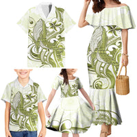 Lime Green Hawaii Family Matching Mermaid Dress and Hawaiian Shirt Humpback Whale Tattoo Polynesian Tribal Ocean Vibes LT14 - Polynesian Pride